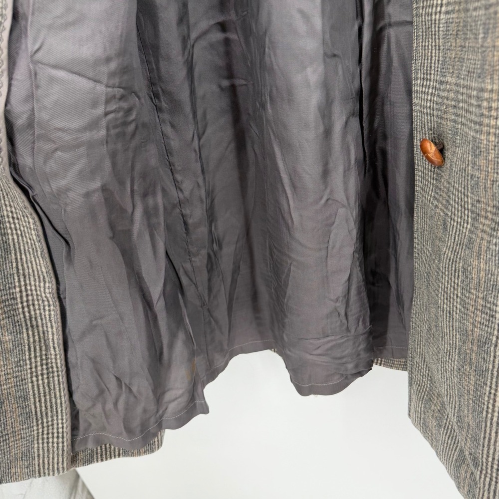 Vintage German Loden Coat Glen Plaid Wool Overcoat Dark Academia Old Money - Picture 6 of 10